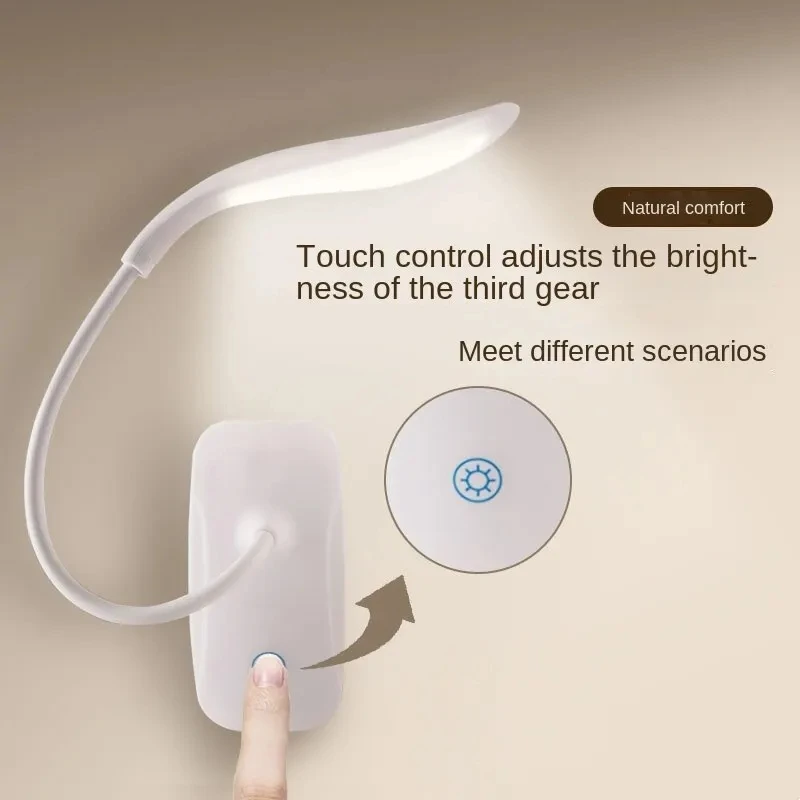 Carregamento usb duckbill lâmpada de mesa três níveis toque escurecimento quarto cabeceira led proteção para os olhos aprendizagem lâmpada clipe livro lâmpada
