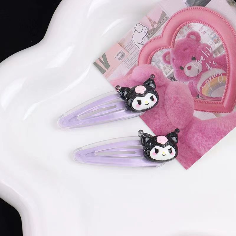 2 ชิ้น Sanrio สาวผมคลิป Kawaii Mymelody Kuromi Cinnamoroll Hairpin เด็กอุปกรณ์เสริมผมของขวัญ