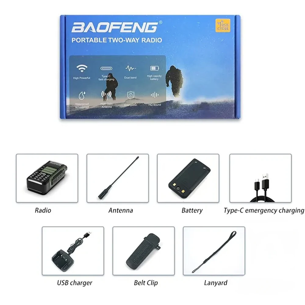 Baofeng UV16 V2 10W Radio a lungo raggio - VHF/UHF CB e amatoriale, walkie-talkie bidirezionale per esterno/caccia/avventura