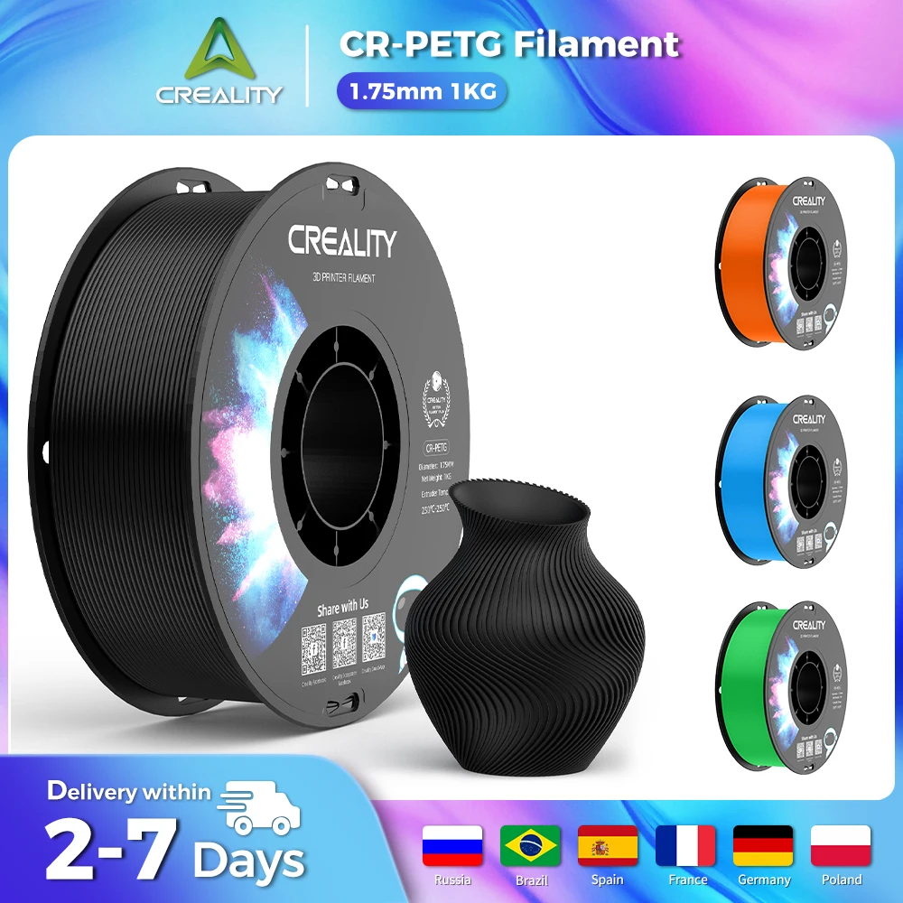 Филамент Creality CR-PETG, 1 кг, 1,75 мм, нить для 3D-принтера, материалы для 3D-печати, совместимые со всеми принтерами Creality FDM