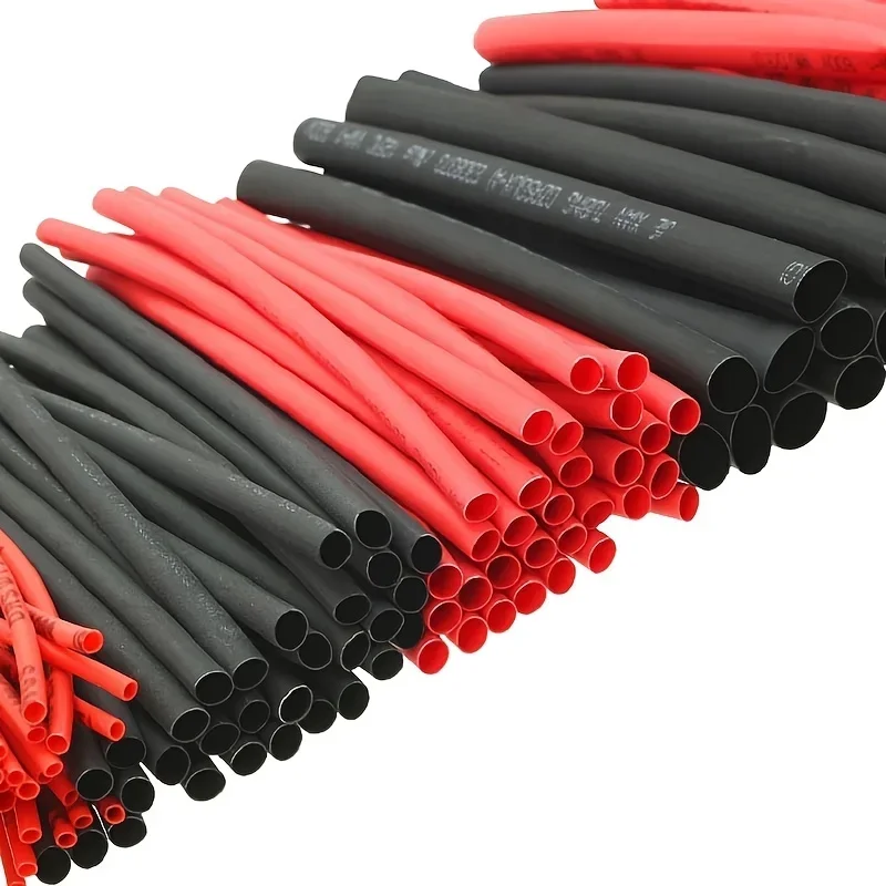 127 Uds. Tubo termorretráctil negro rojo 2:1 surtido de tubos de poliolefina Kit de envoltura de cables de coche