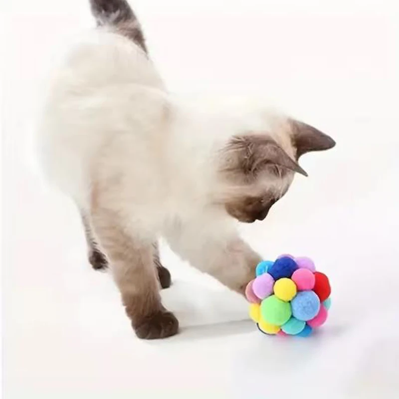 Katze Spielzeug Haustier Spielzeug Katze Plüsch Ball Spielzeug Haustier Bouncy Glocke Ball Spielzeug Bunte Pompons Heimtierbedarf Zufällige Farbe