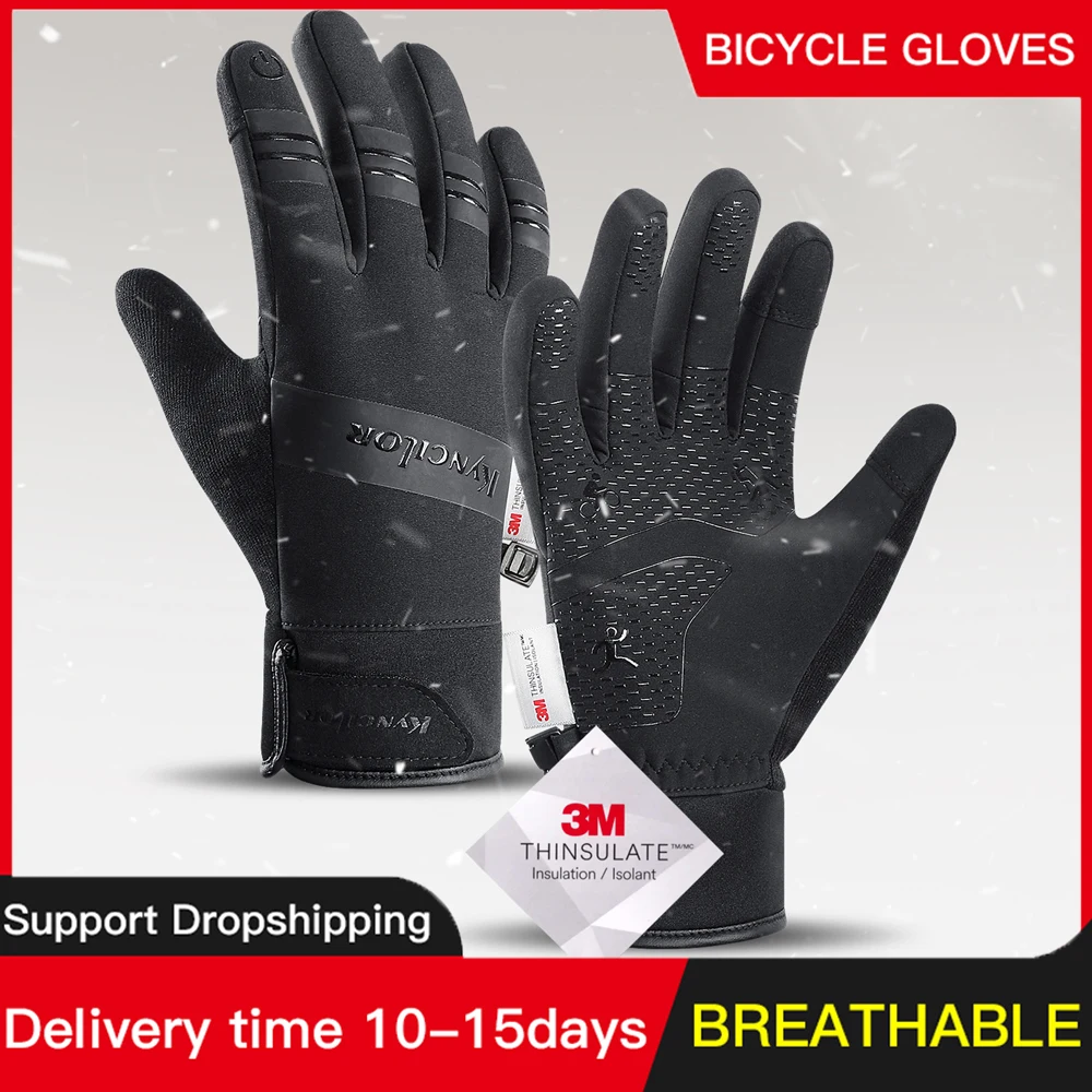 Guantes 3M negros impermeables invierno cálido ciclismo deportes al aire libre correr montar motocicleta esquí pantalla táctil Snowboard guantes hombres