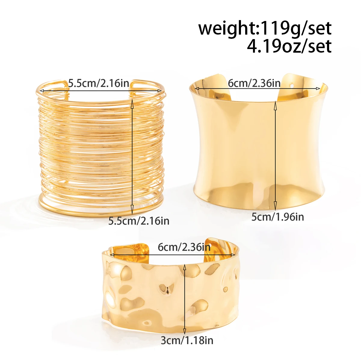 Ingemark Braccialetti larghi in lega impilabili esagerati per le donne Braccialetti con polsino aperto irregolare vintage Gioielli per feste