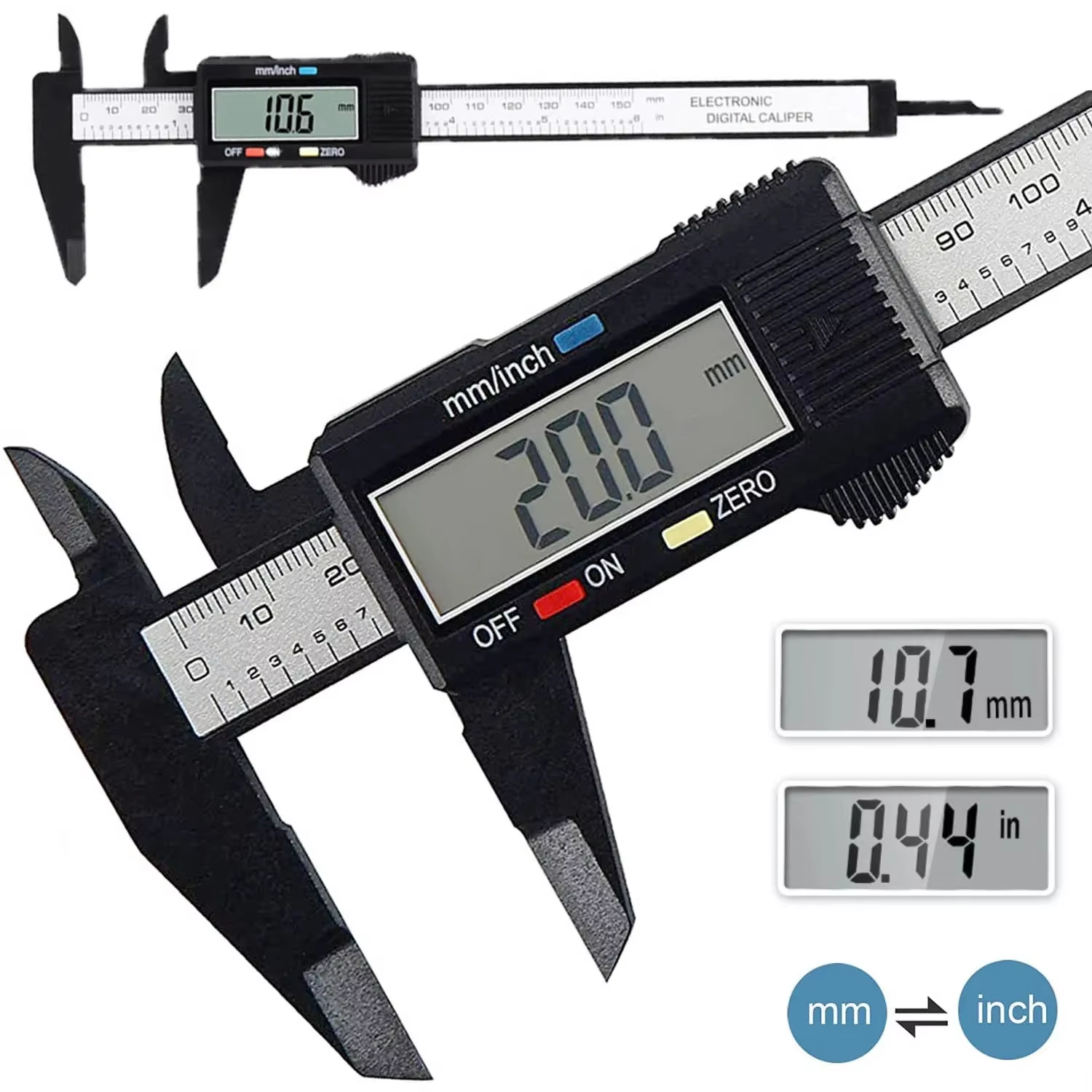 Multiuso 6 Polegada 150mm Digital Vernier Caliper Micrômetro de Aço Inoxidável Ferramenta de Medição Régua de Profundidade Novo