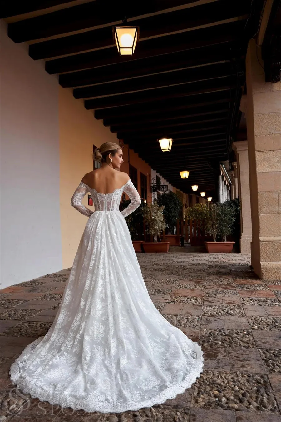 Aangepaste Mode Sweetheart Kant Trouwjurk 3/4 Mouw A-lijn Backless Rits Custom Bruidsjurken vestidos de novia