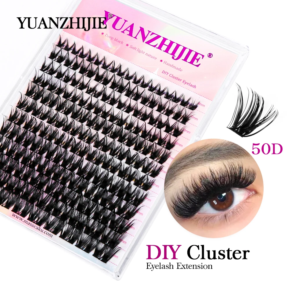 YUANZHIJIE 144 unids/caja 100% extensión de pestañas DIY hecha a mano 8-16mm longitud mixta pestañas segmentadas paquete de pestañas
