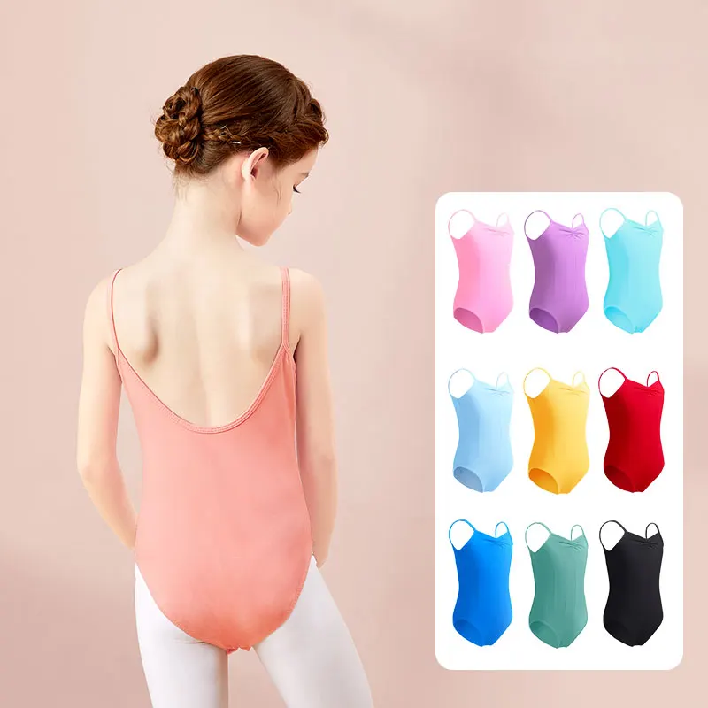 Dziewczęce trykoty baletowe dla dzieci Camisole trykot taneczny maluch bez rękawów trykot gimnastyczny dziewczęce bawełniane body baletowe w kształcie litery U