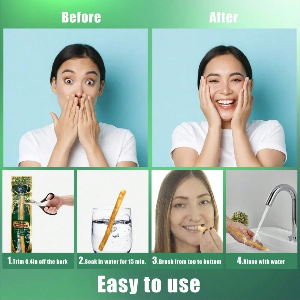 천연 Miswak 칫솔 진공 밀봉 천연 풍미 건강한 잇몸을위한 전통적인 칫솔 스틱 치아 신선한 호흡 선물