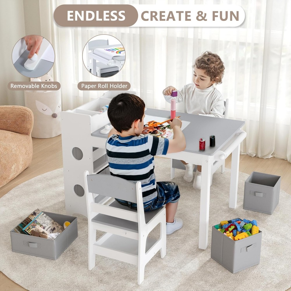 Children's Wooden Art Table and Chair Set for Toddlers - Ideal for Drawing, Reading, Studying, Crafting, and Play