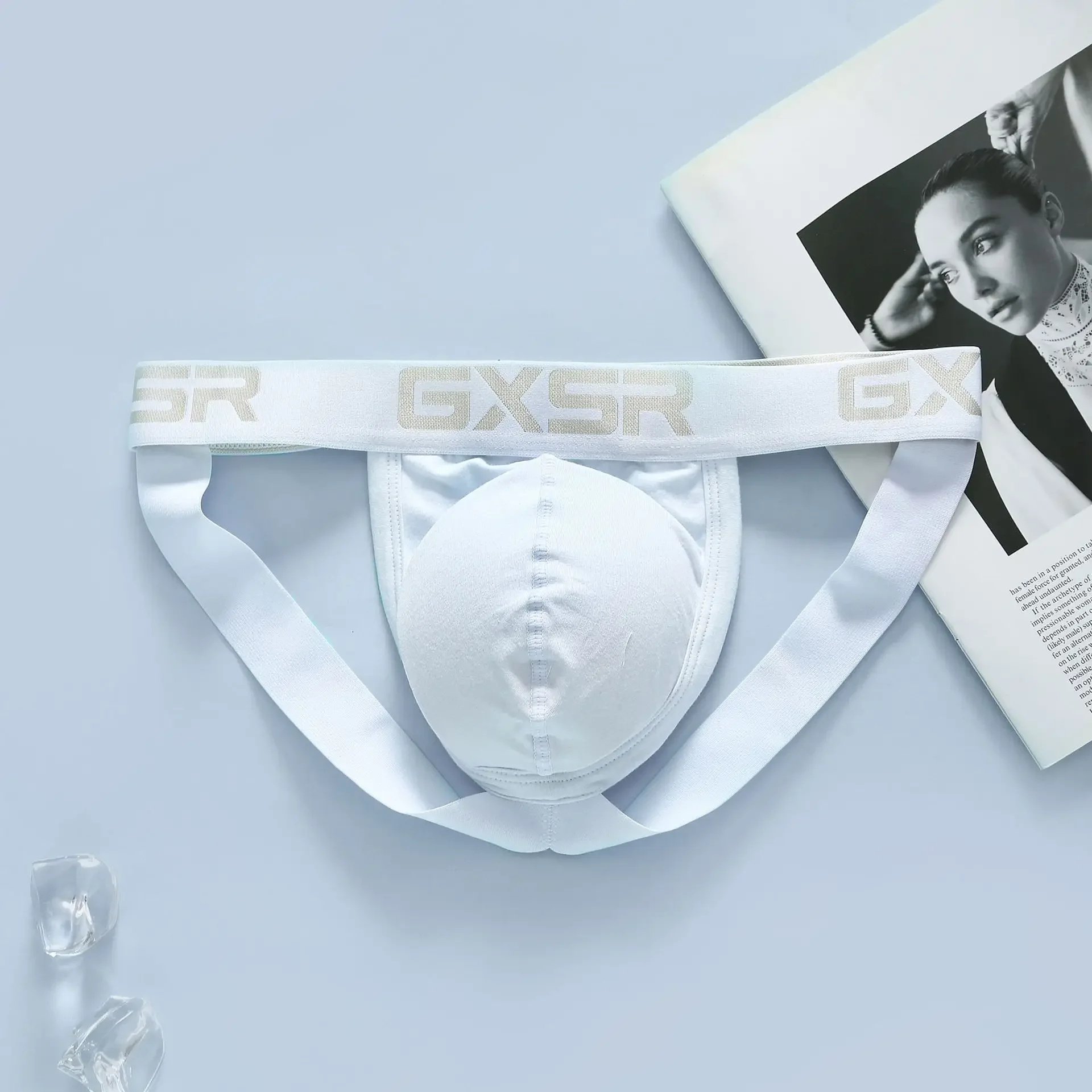 ใหม่กางเกงผ้าฝ้ายผู้ชาย GXSR Low RISE,เซ็กซี่,Breathable,สบาย,สีทึบ Basic Men's Double Chong กางเกง