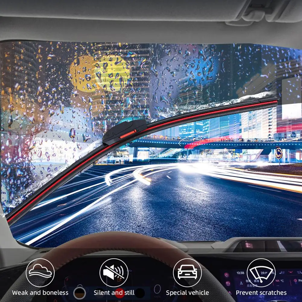 1Pc Automotive Universal J/U Hook Double Rubber Strip Wiper Blade Car Boneless Wiper Blade 14 "16" 17"18 "19" 20 "21" 22 "24"