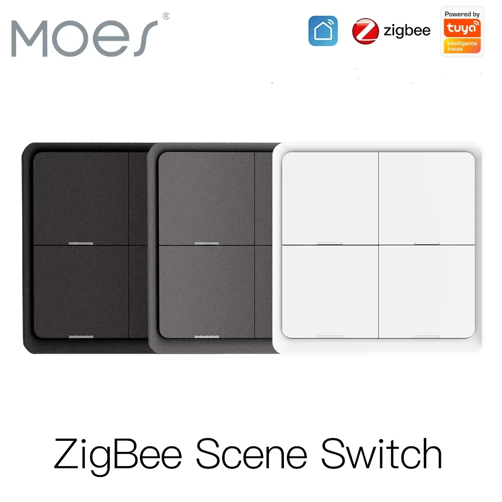 Беспроводной переключатель сцен Moes ZigBee, 12 режимов управления, ручная кнопка, сценарий домашней автоматизации, умные устройства Tuya