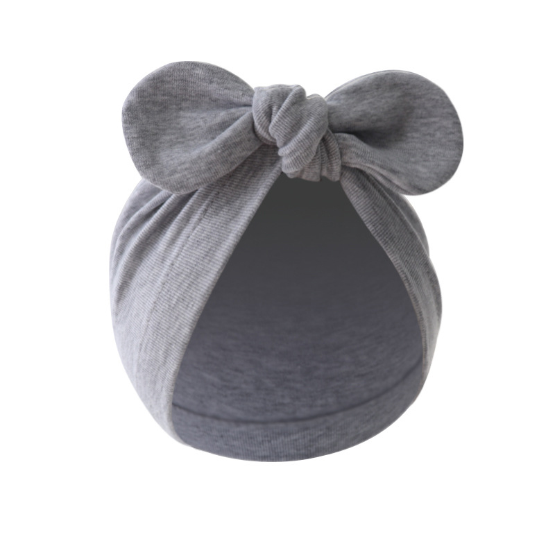 Niedliche Hasenohren Baby-Turban-Mütze, einfarbig, Säuglings-Beanie-Mütze für Mädchen und Jungen, weiche Baumwolle, indische Mütze, Kleinkind-Mütze, Kopfbedeckung