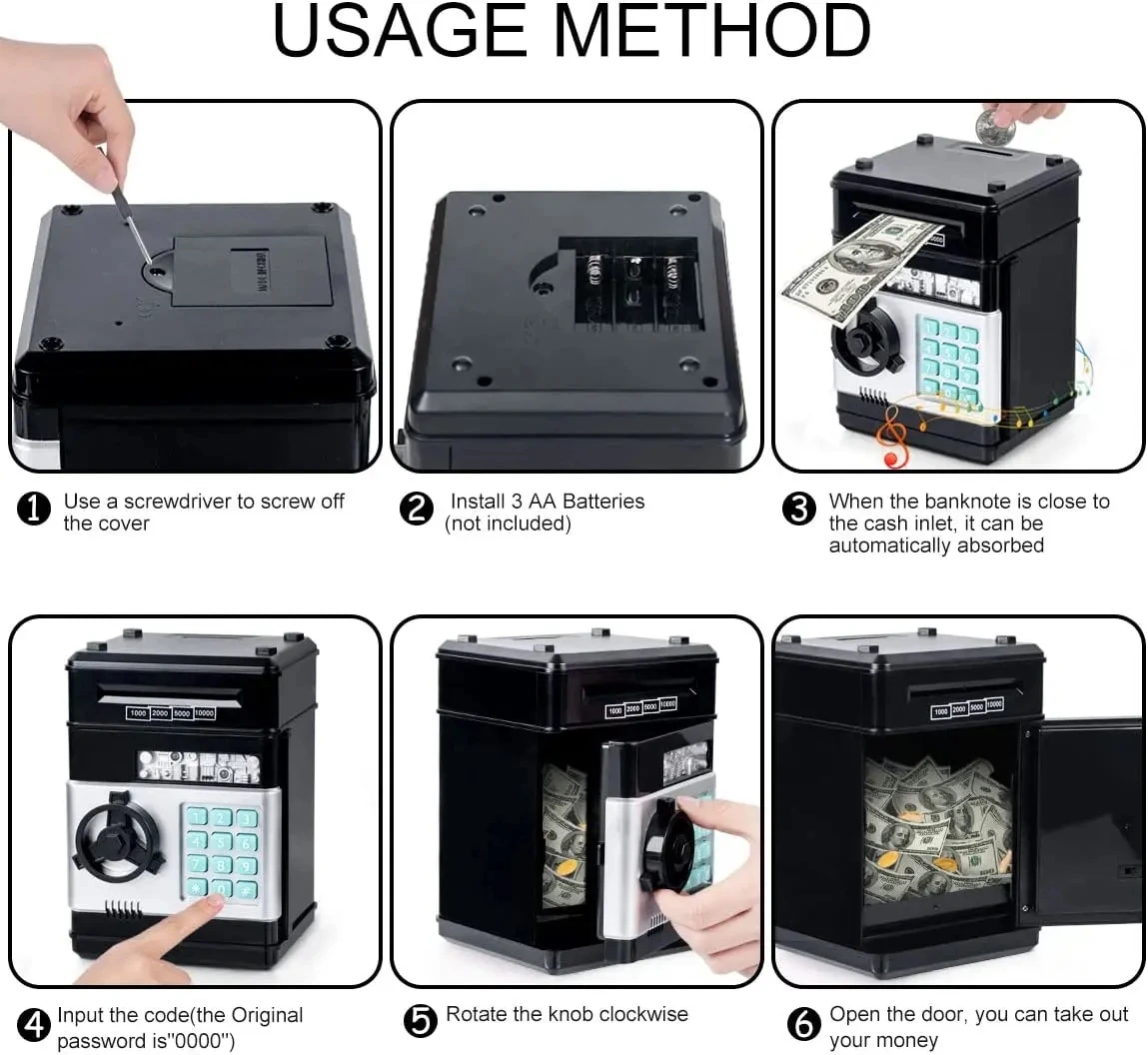 กล่องเก็บเงิน celengan elektronik เอทีเอ็มแบบใส่รหัสผ่านกระปุกออมสินตู้ ATM เครื่องฝากอัตโนมัติของขวัญคริสต์มาสสำหรับเด็ก