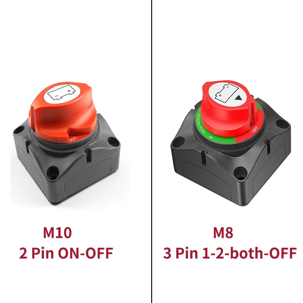 車のバッテリー切断スイッチ 48V 24V 12V カットオフ 2 ポジション 2 ピン M10 275A バッテリー接続スイッチマリンボート用