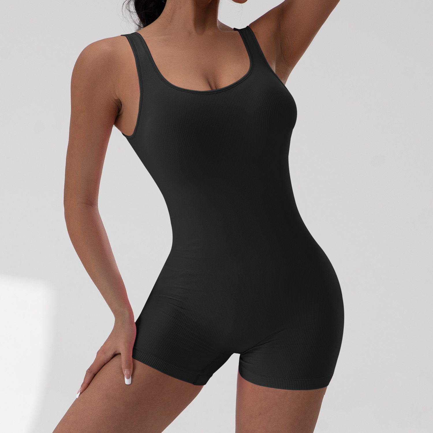 Mulheres sólido sexy sem mangas yoga ginásio macacão uma peça shorts regatas casual streetwear roupas esportivas bodysuit moda macacão