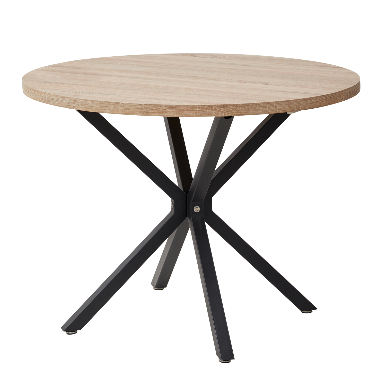 Mesa redonda nórdica EGOONM, mesa de madera maciza con tapa de madera y marco de acero, mesas de centro, sala de estar, oficina, muebles para el hogar, 100CM