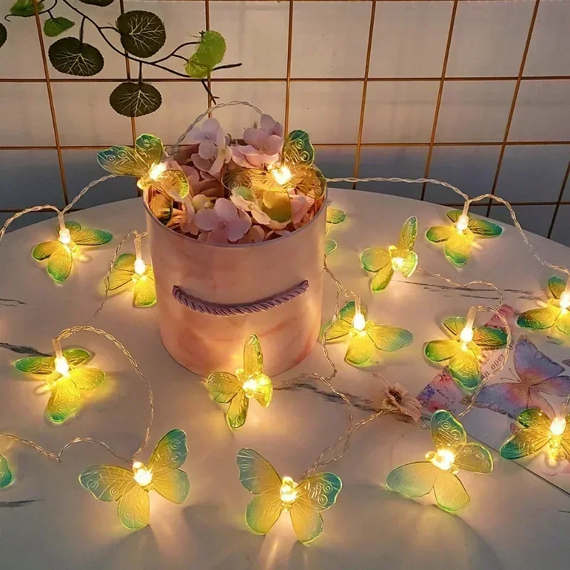 1.5M ผีเสื้อ LED Fairy Light String Garland สาวผีเสื้อวันเกิดงานแต่งงานฤดูใบไม้ผลิตกแต่งบ้านเด็กคริสต์มาสของขวัญ