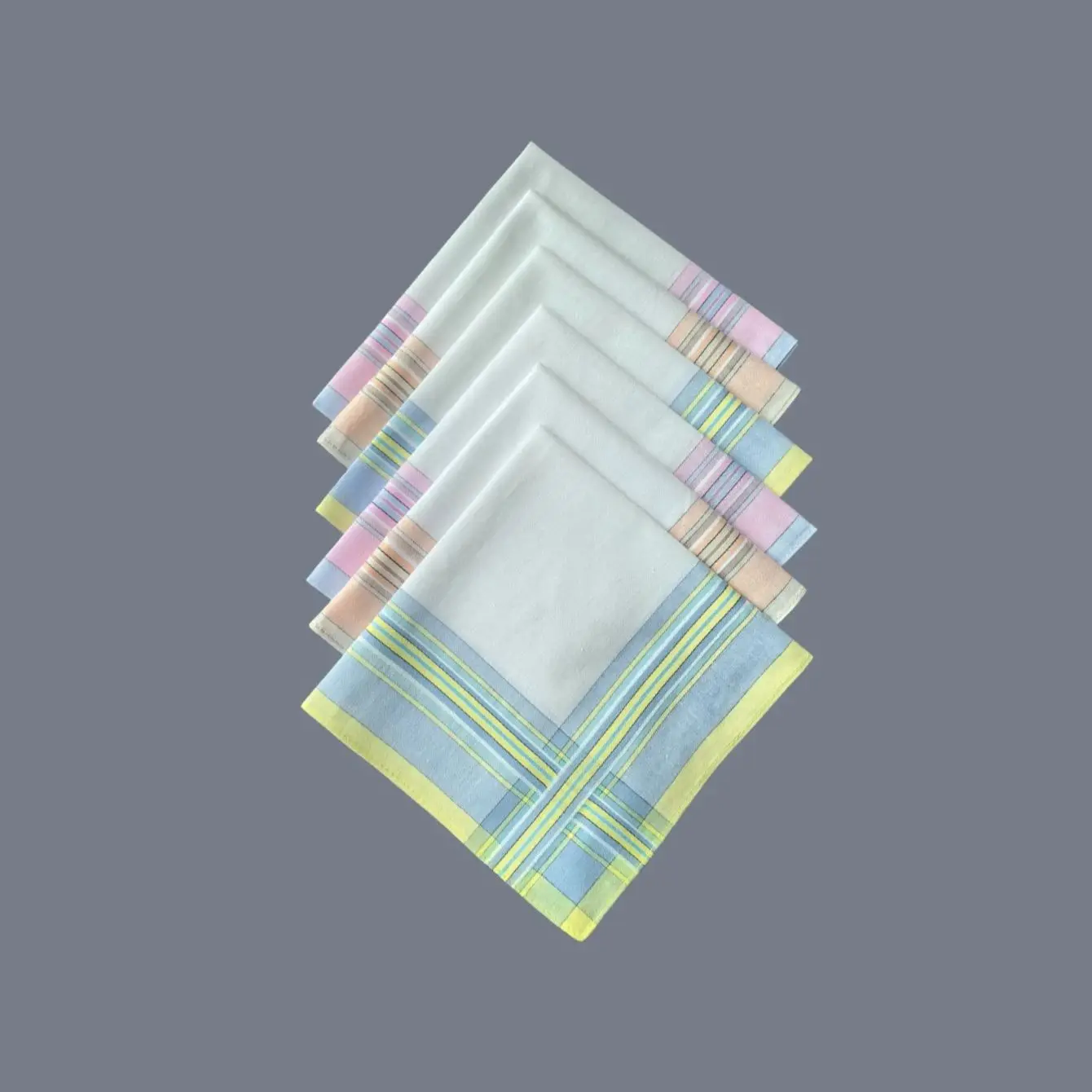 Dünnes Gefühl, 29 cm, Baumwolle, frisch gestreift, Serie, kleines Taschentuch, modische Dekoration, weich und schweißabsorbierend, 6 Stück