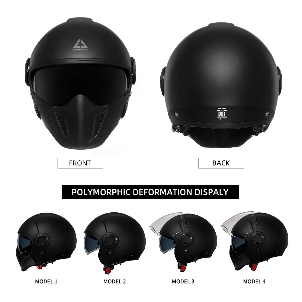 TRIANGLE Motorcycle Helmet Full Face Modular Motorcycle Helmets 3/4 Open Face Moto Helmets Men Women Dual Visor DOT ECE Approved