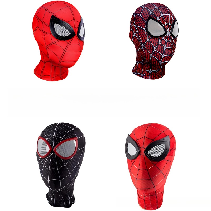 Spidey Full Head Mask for Adults Kids Miles Style Cosplay Costume Halloween Party Fun Gift with Breathable Mesh Eye Covers