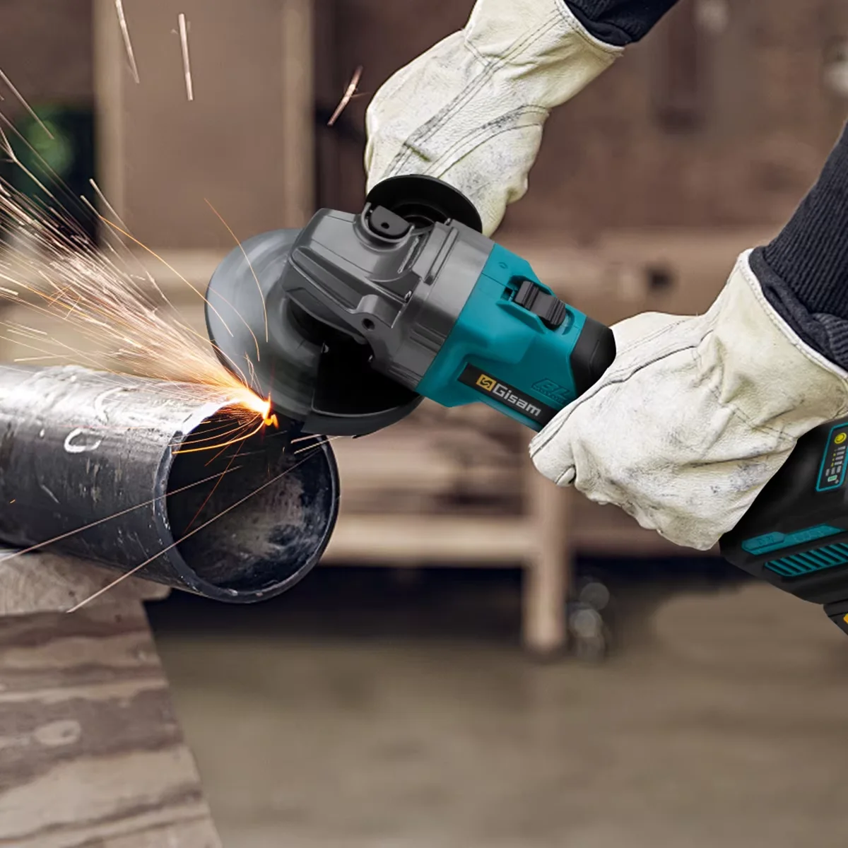 Gisam 125mm M14 Brushless Angle Grinder 7 Gears Cordless Grinding Machine Cutting Woodworking Power Tools For Makita 18V Battery