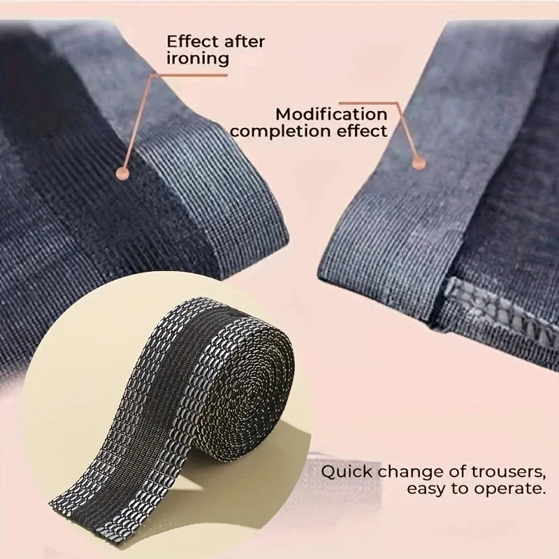 Tessuto da cucito fai-da-te Pantaloni autoadesivi Pasta termoadesiva sul bordo dei pantaloni accorciare i pantaloni di riparazione per abbigliamento Jean e abbigliamento con pantaloni Jean