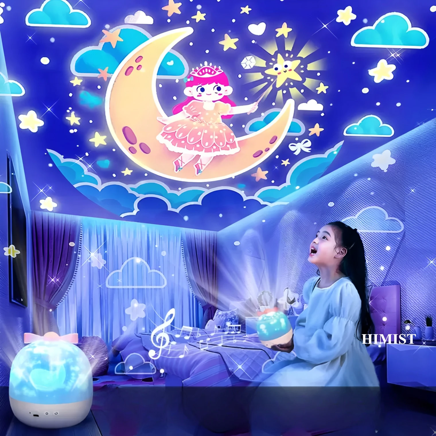 Sternenprojektor-Nachtlicht, rotierender Himmel, Mondlampe, Galaxie-Lampe, Zuhause, Schlafzimmer, Dekoration, Sternenlicht, Weihnachtsbeleuchtung für Kinder, Geschenk