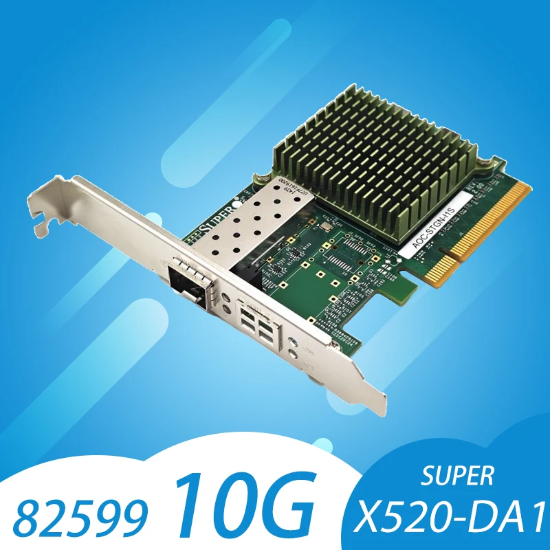 Adaptador de red Ethernet de 10 Gb Intel 82599EN X520-DA1 1xSFP+ Puerto PCI-E x8,x16 M.2 Tarjeta NIC compatible con servidor Windows/7/8/10/VMware