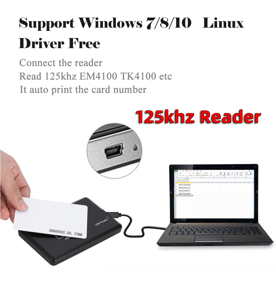 5YOA 125KHz 13.56MHz RFID Reader USB Proximity Sensor Smart Card Reader no drive issuing device USB for Access Control