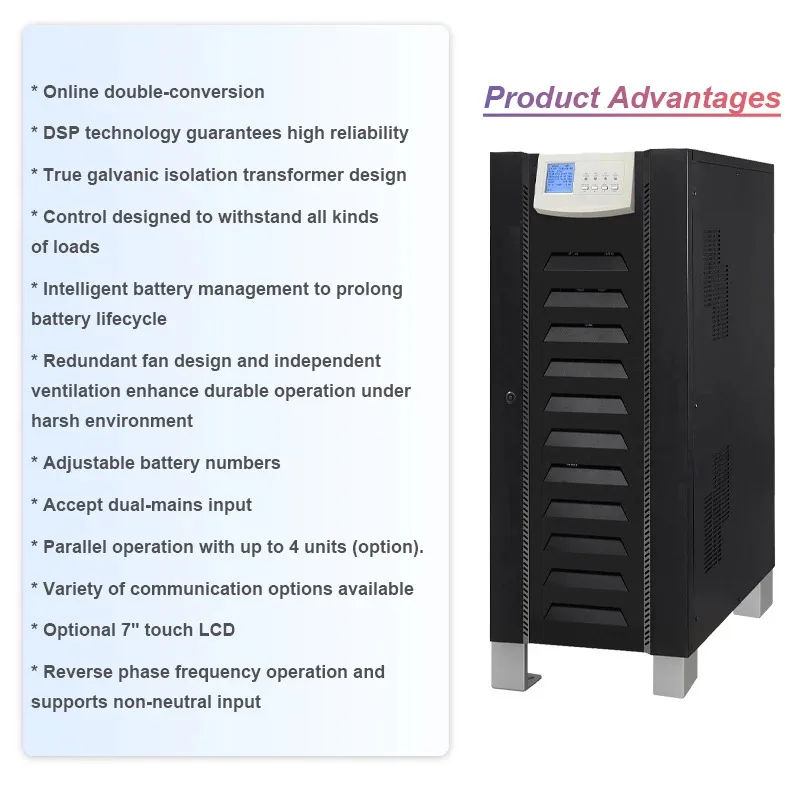 Cwups ความถี่ต่ําอุตสาหกรรมออนไลน์ AC Pure Sine Wave 3 สามเฟสเดียว Ups 10kva Uninterruptible Backup Power Supply