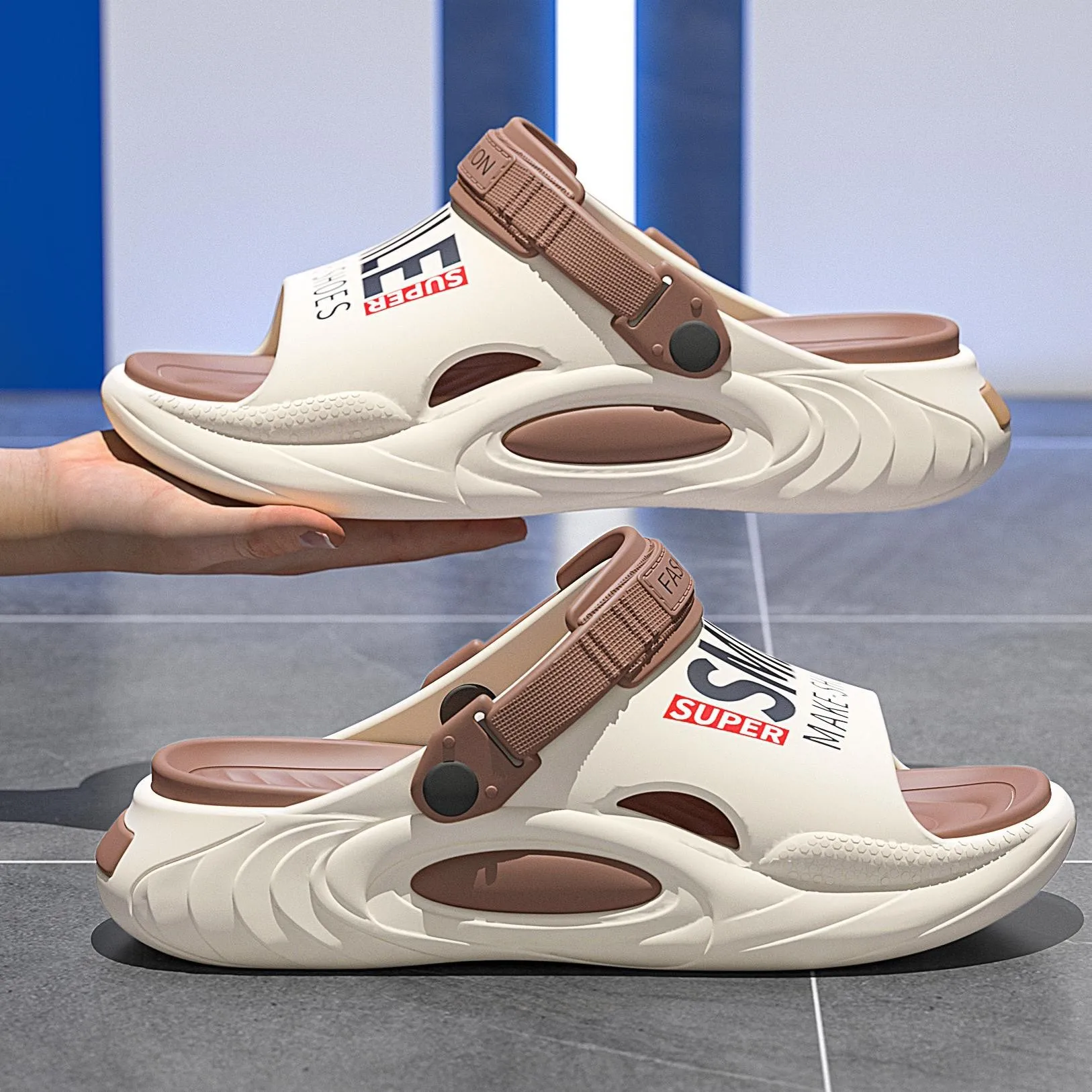 2025 Slides de suporte de verão e primavera para mulheres e homens |   Chinelos acolchoados para alívio da dor com sola grossa | Chinelo de chuveiro