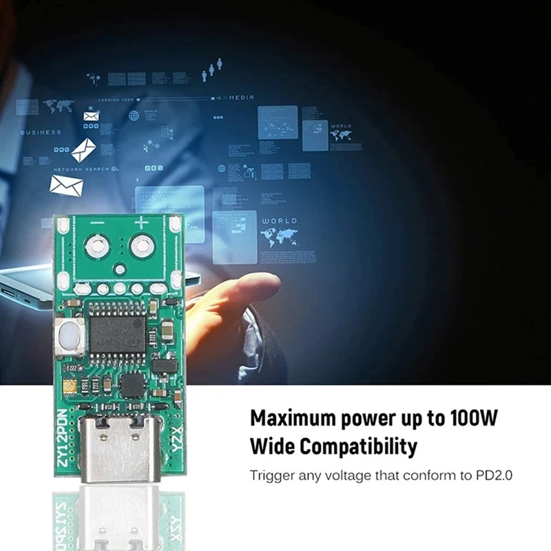 2 ชิ้น ZY12PDN USB-C PD2.0/3.0 ถึง DC Converter โมดูลแหล่งจ่ายไฟ Decoy Fast Charge Trigger Poll Polling เครื่องทดสอบ