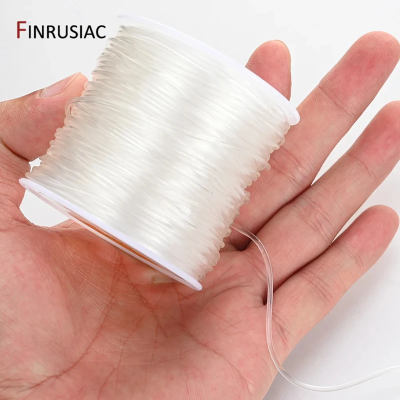 Cordón elástico de 0,4-1,0mm, línea elástica de cristal transparente para fabricación de joyas, accesorios de cuentas para collar y pulsera DIY