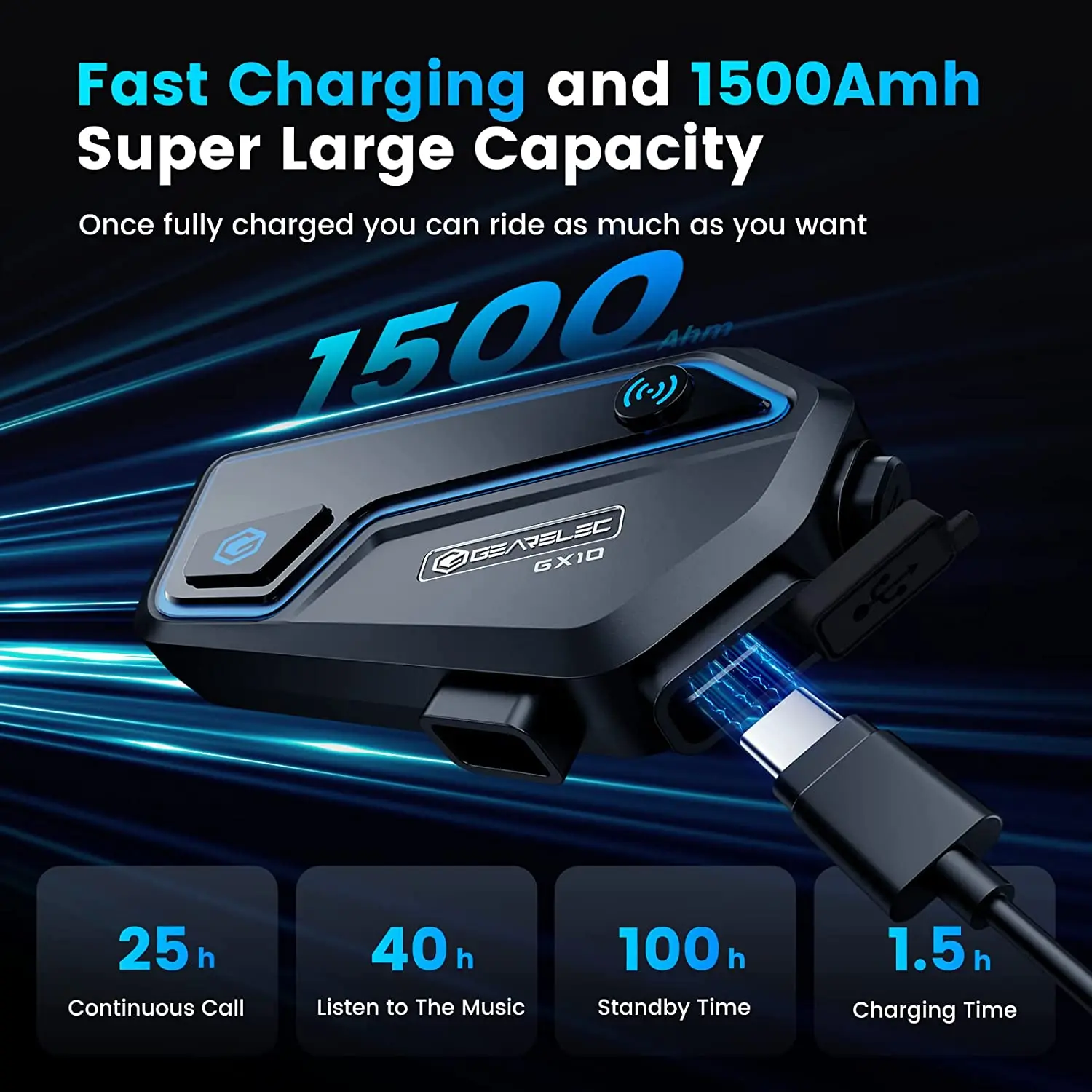 Gearelec gx10オートバイインターホンヘルメットBluetoothヘッドセット10人乗り2kmモトコミュニケーターインターホンfm音楽共有pk B4FM-X