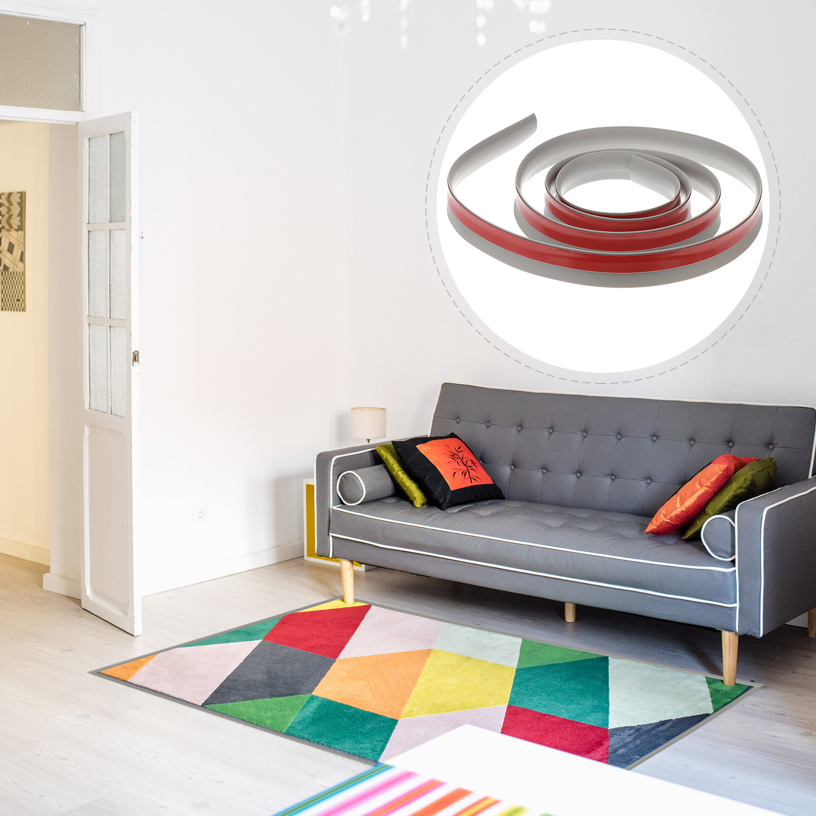 Tira de transición de piso duradera, tiras de cubierta autoadhesivas para alfombras, azulejos, tira de transición de piso fácil de cortar