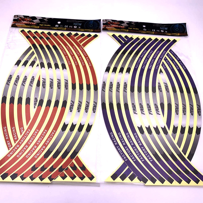 16 pieces Striped Motorcycle Wheel Sticker Car Reflective Rim Tape Motorcycle Bicycle Car Decal Waterproof Modification Sticker
