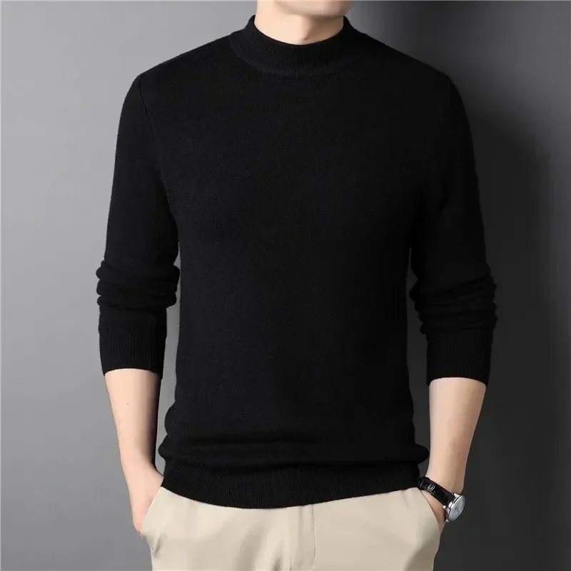2024 brandneue Herren Kaschmir pullover halber Roll kragen pullover Herren pullover Strick pullover für männliche Jugend schlanke Strickwaren Herren pullover