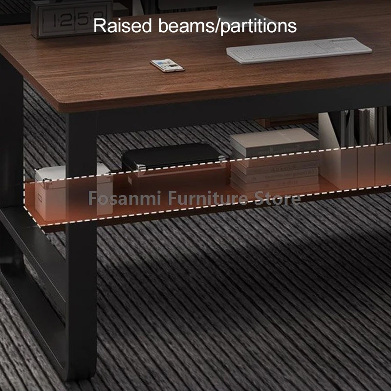 3-Drawer Computer Desk with Storage Shelf Modern Office Working Desk Minimalist Home Gaming Writing PC Table for Bedroom Study