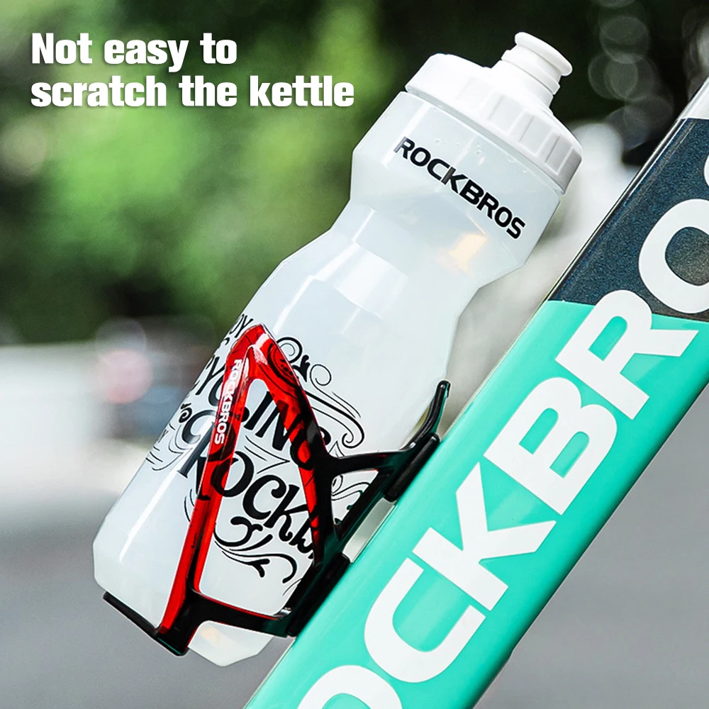 Botella de agua para ciclismo ROCKBROS + soporte para botella de agua, juego de 2 piezas, botella de agua deportiva de 750ml + soporte para botella de agua moldeado integrado