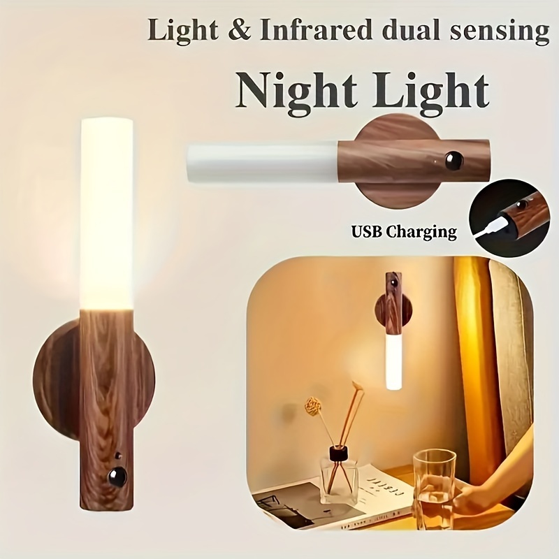 Luz LED nocturna con Sensor de movimiento inteligente, recargable, para pasillo, armario, pared, hogar, baño, cocina, dormitorio, iluminación de entrada