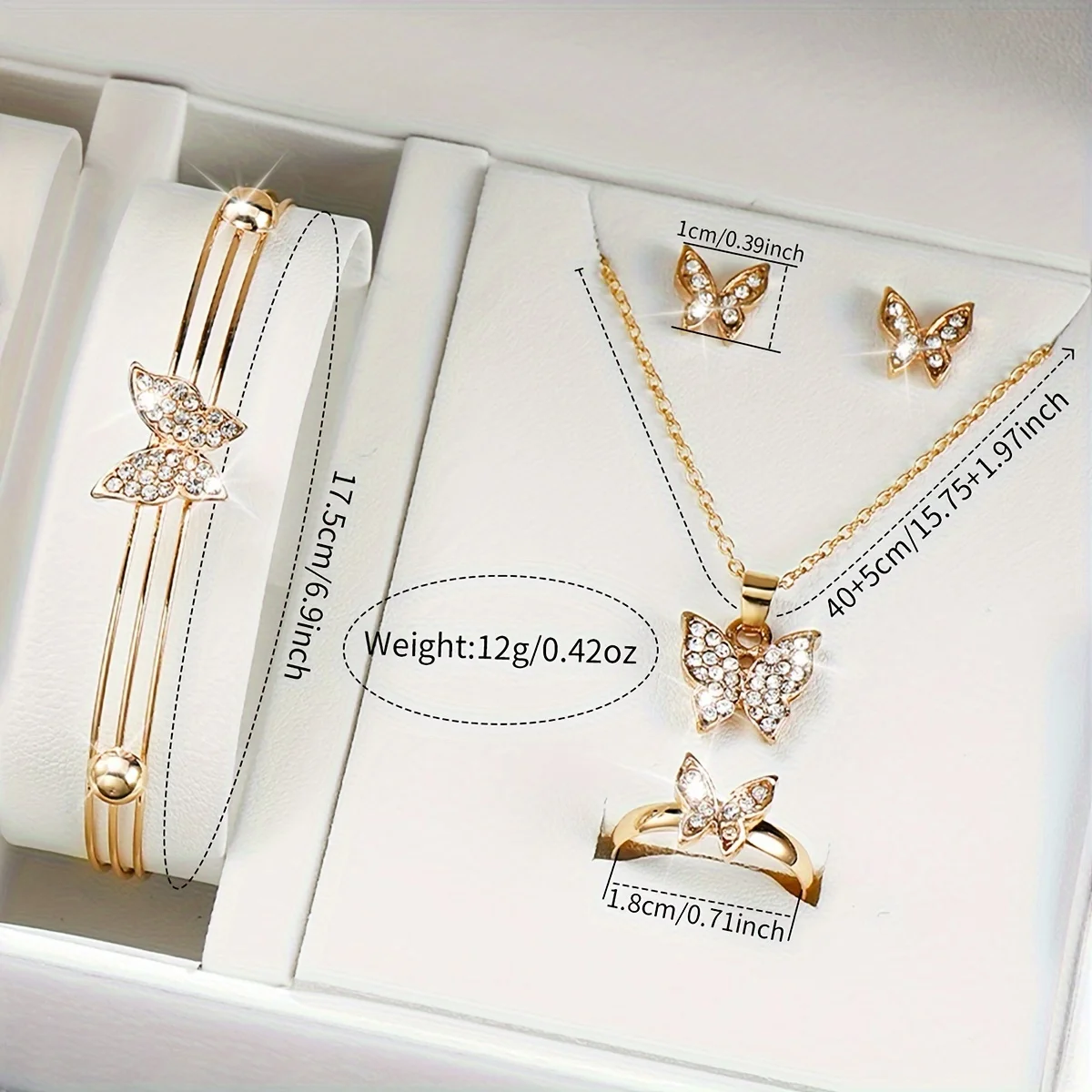 6 ชิ้น/เซ็ตแฟชั่นผู้หญิงนาฬิกาพลาสติก Band Analog Golden ควอตซ์นาฬิกาผีเสื้อชุดเครื่องประดับ (ไม่มีกล่อง)