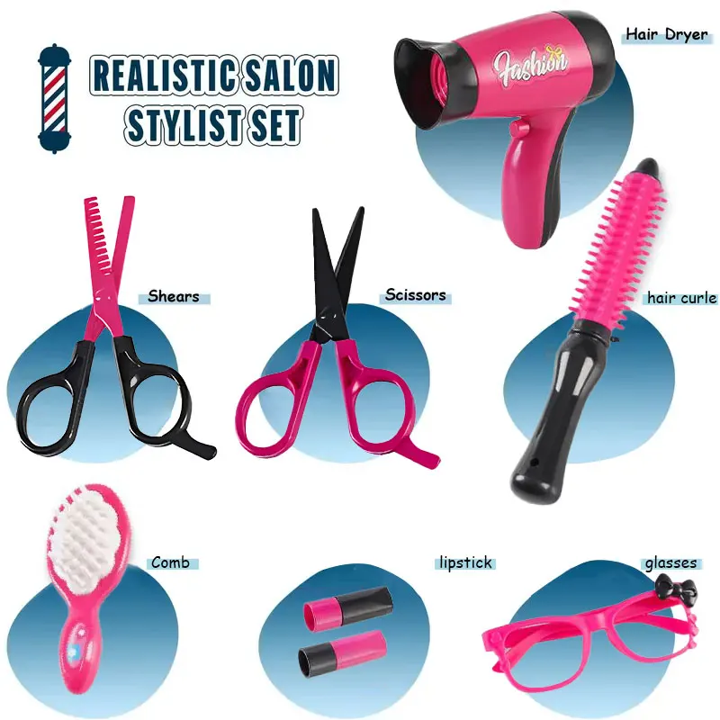 17 pezzi Set salone di bellezza per ragazze kit per trucco per bambini finta di giocare giocattolo cosplay per giochi di società maquillage juguetes regalo di compleanno per ragazze