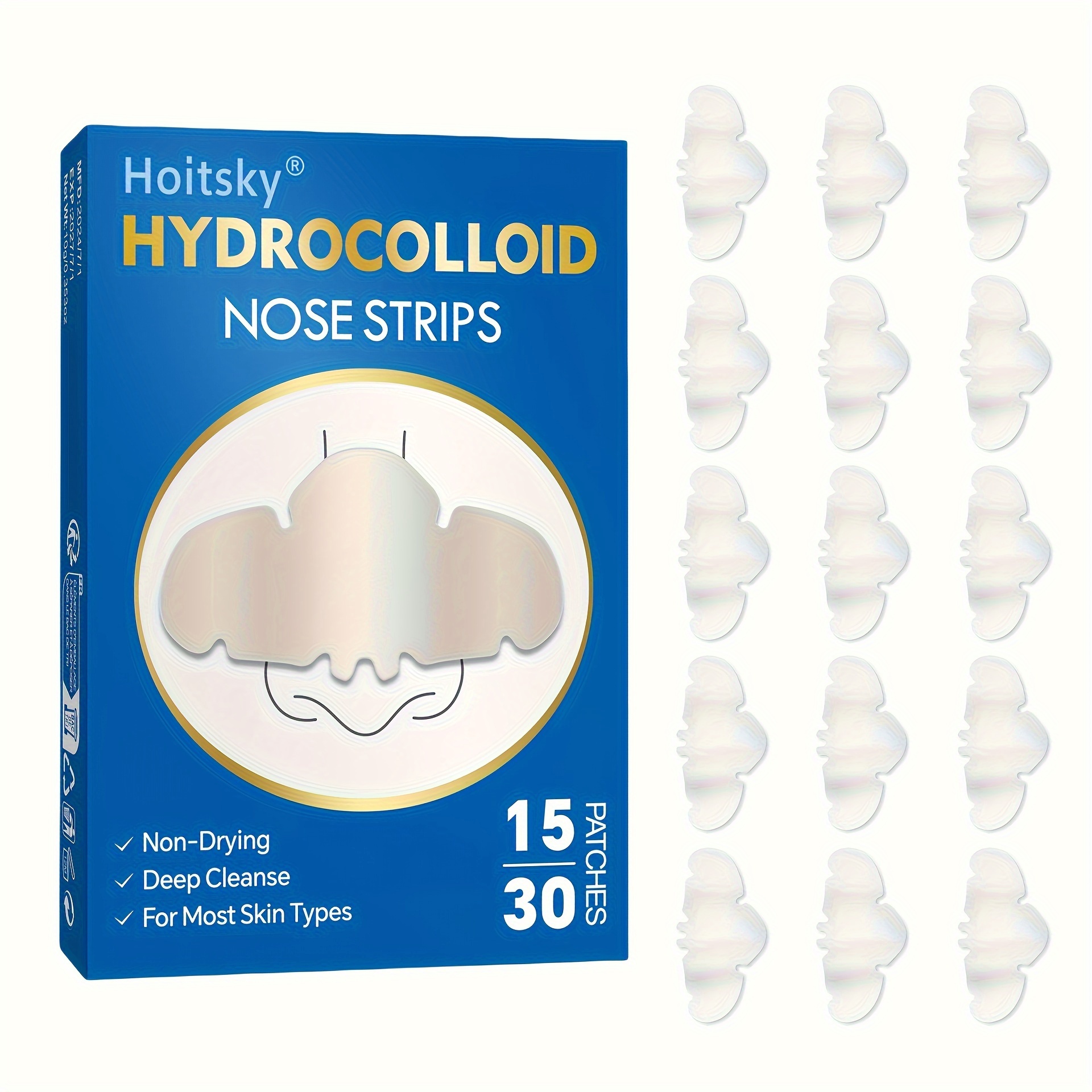 Parche para limpieza de nariz, 15/30 tabletas, contiene polvo de carbón para dragar los poros, restaurar la piel nasal suave y la mascarilla nasal