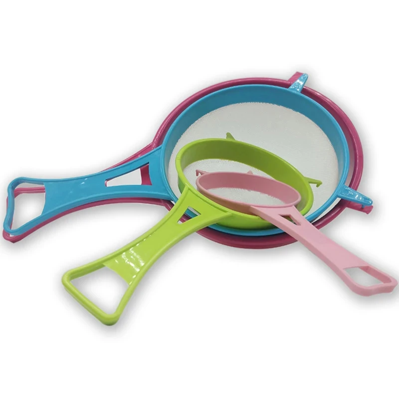 New 4Pcs Plastic Fine Mesh Filter Colander Soy Milk Sieve Flour Sieve with Handle Juice and Tea Filter Kitchen Tool