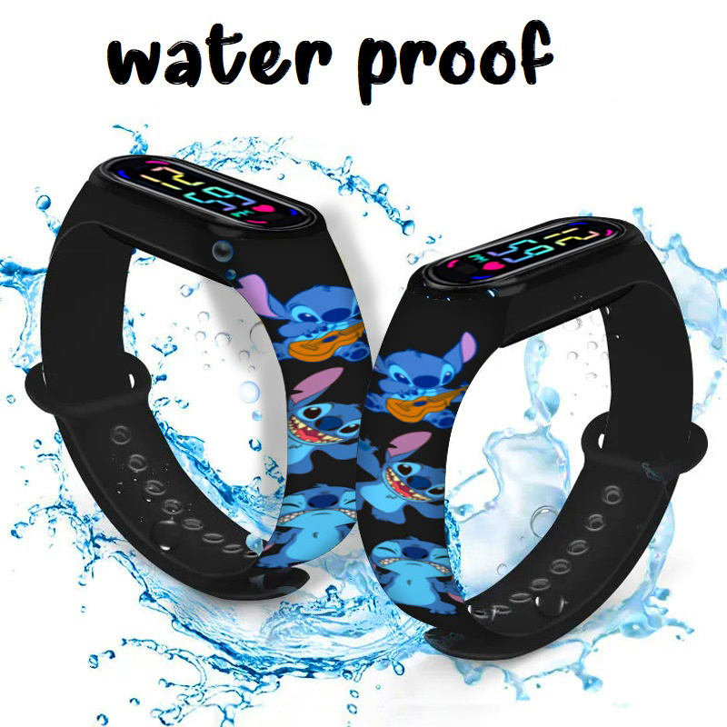 ディズニーステッチ子供の漫画アニメキャラクター発光ブレスレットウォッチ LED タッチ防水時計スポーツキッズギフトおもちゃ