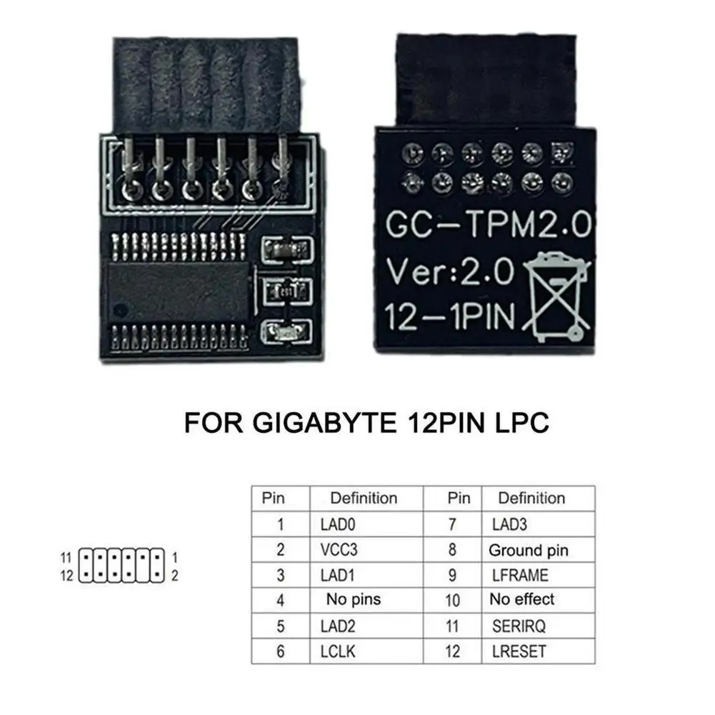 Módulo de seguridad TPM2.0 con interfaz LPC MSI de 14 pines compatible con placas base multimarcas 12 14 18 pines de 20-1 pines