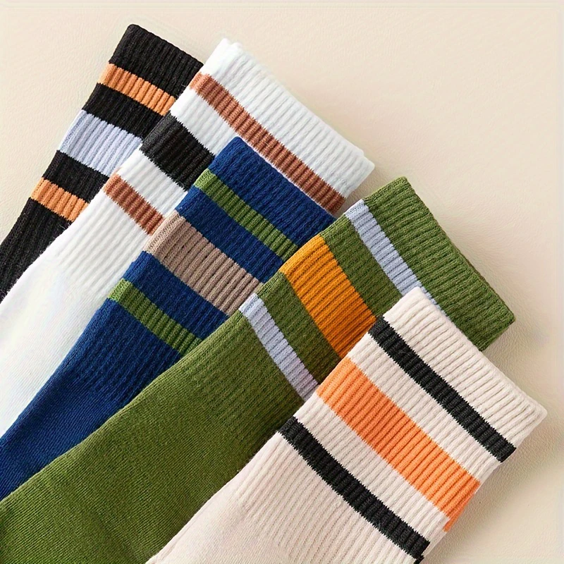 Calcetines de cinco dedos para hombre, calcetín medio informal cómodo de algodón antiolor con cinco dedos de corte bajo a rayas, calcetines deportivos de alta calidad