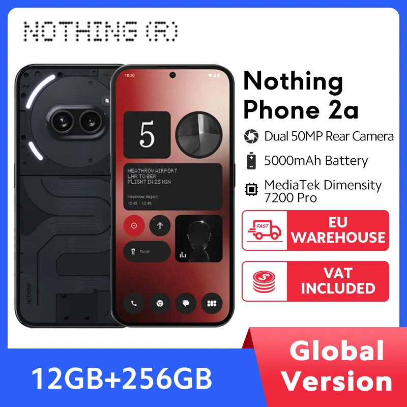 Versión global Niente teléfono (2a) MTK Dimensity 7200 Pro Cámara principal de 50 MP Pantalla AMOLED de 6,7” 120 Hz Carga de 45 W Batería de 5000 mAh